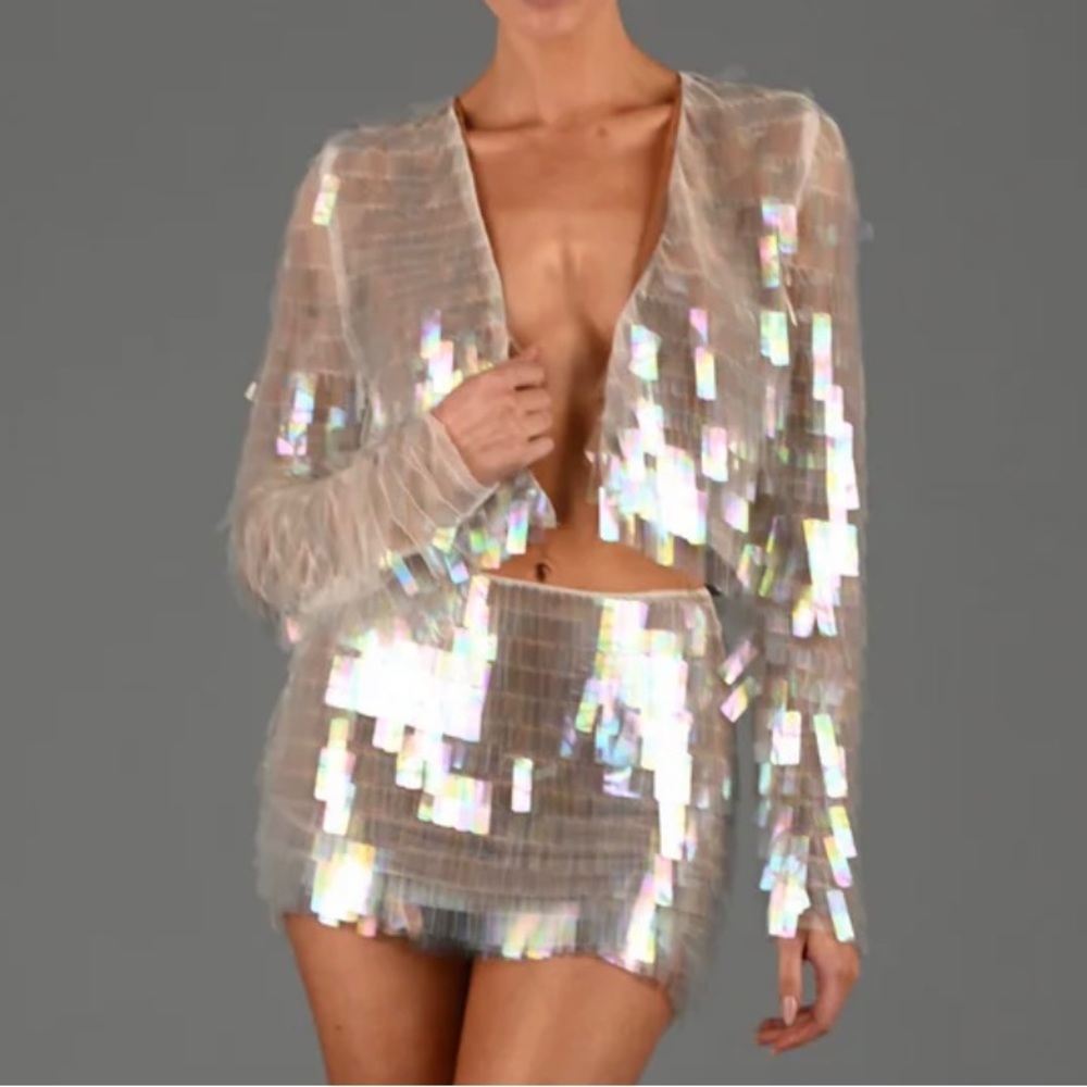 The Dolls House ATTIA JACKET IN IRIDESCENT SEQUIN XS NWT (sold out)